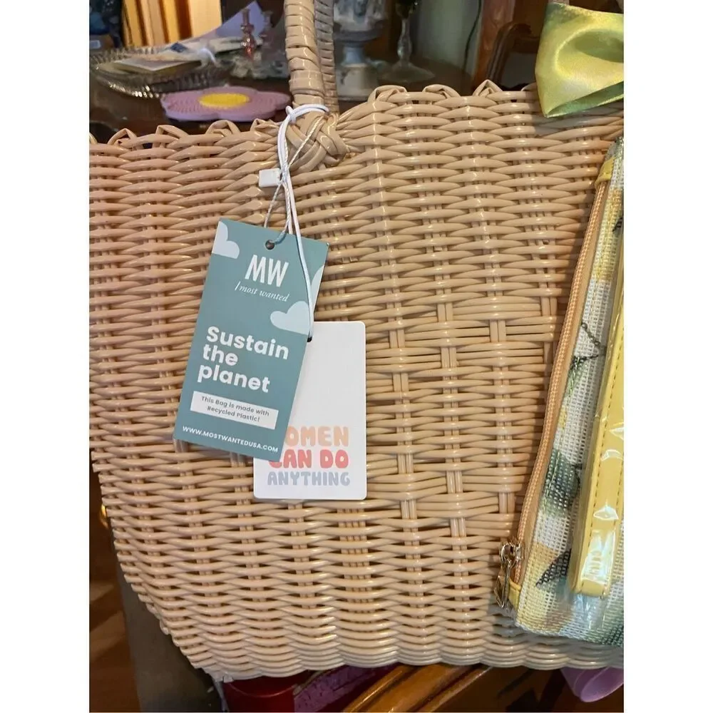 New Most Wanted MW Brand Summer Beach Tote Recycled Plastic Save the Planet